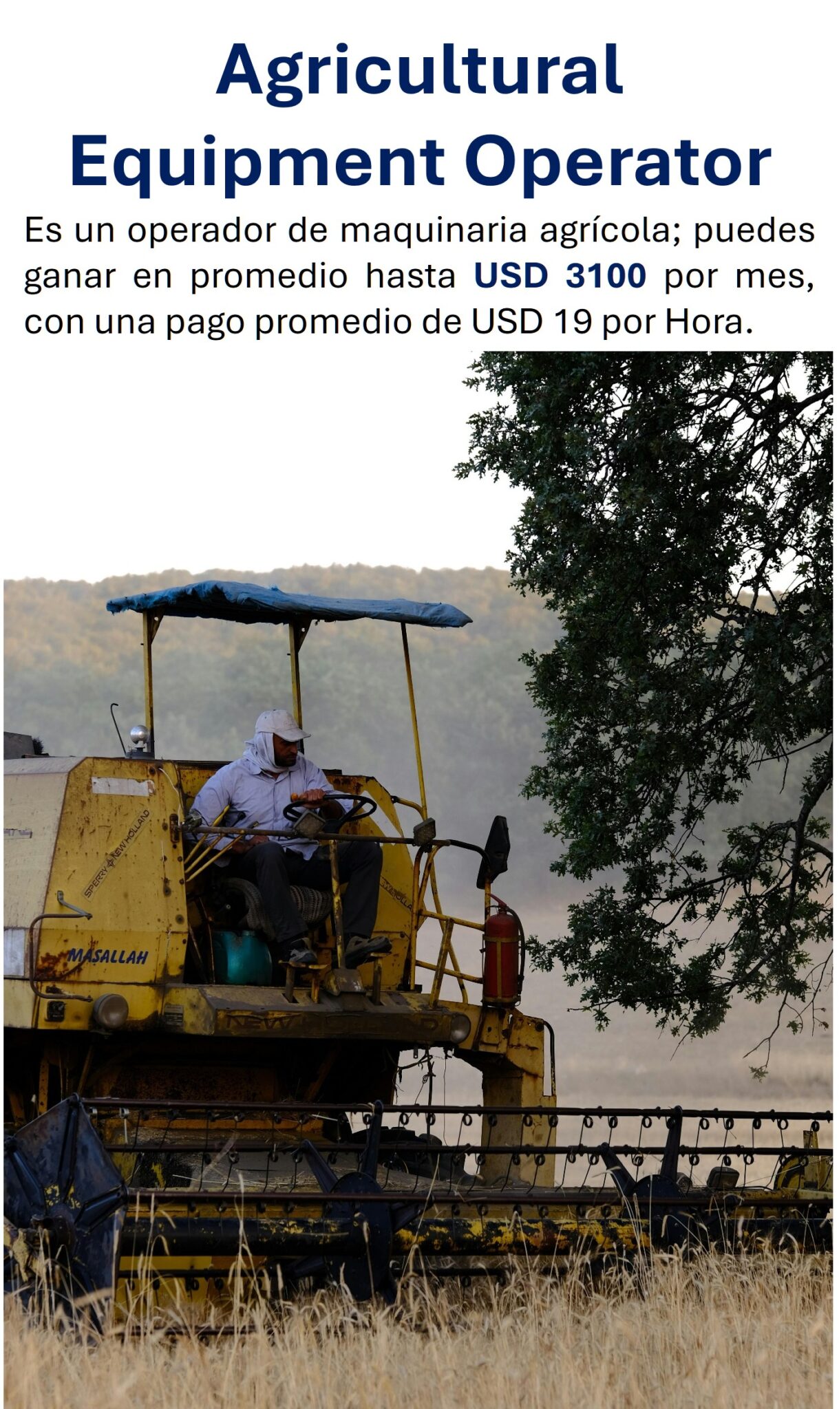 1 agricultural equipment operator ready